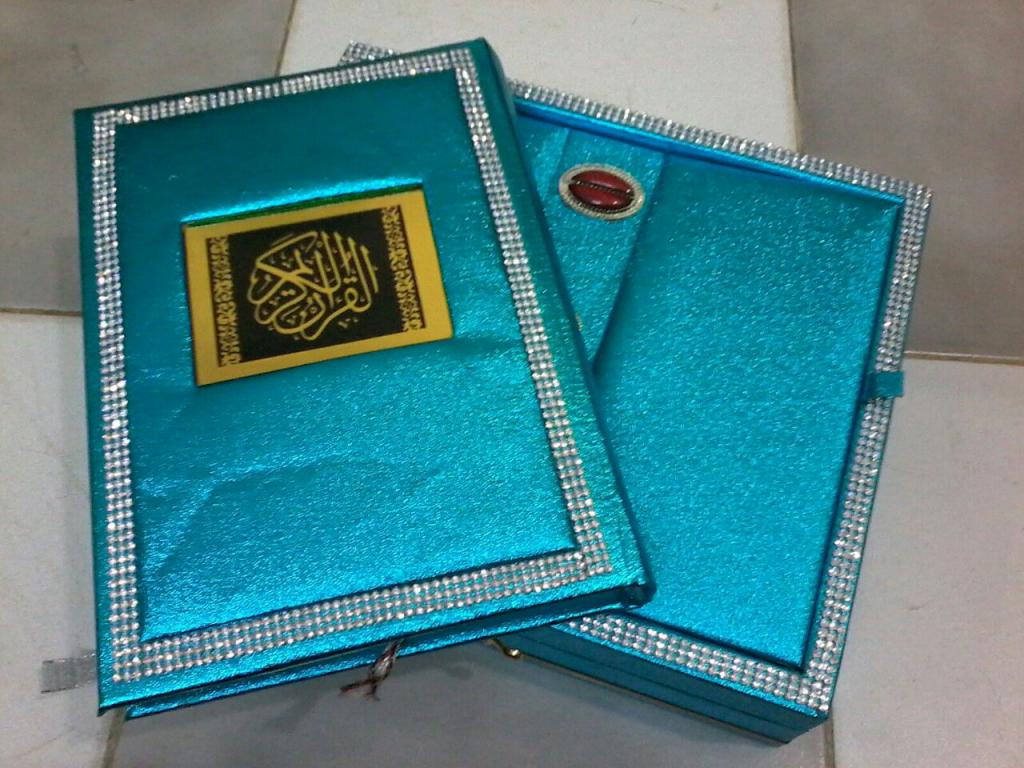 Quran With Fancy Box  Blue Color