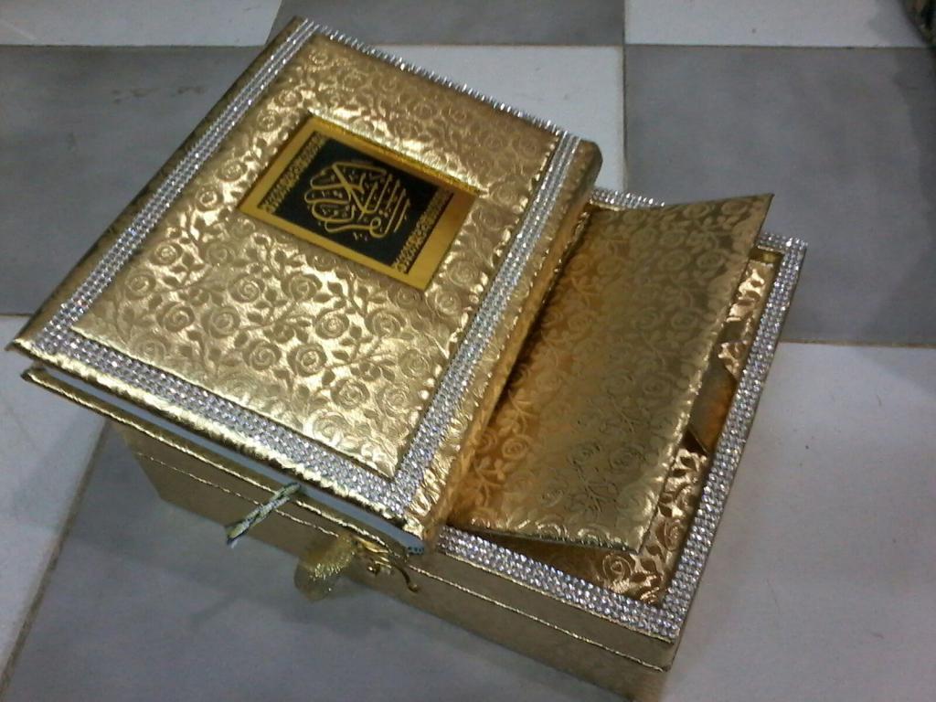 Quran With Fancy Box  Gold Color